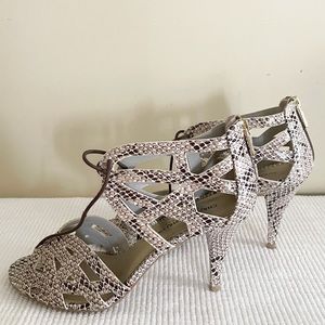 Christian Siriano Snake Skin Heeled Sandals